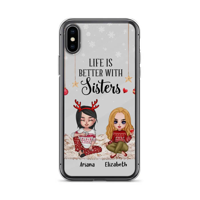 Custom Personalized Besties Phone Case - Gift Idea For Friends/Sisters/Besties - Life Is Better With Sisters - Upto 5 People - Case For iPhone/Samsung