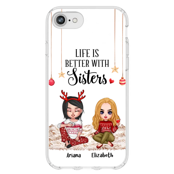 Custom Personalized Besties Phone Case - Gift Idea For Friends/Sisters/Besties - Life Is Better With Sisters - Upto 5 People - Case For iPhone/Samsung