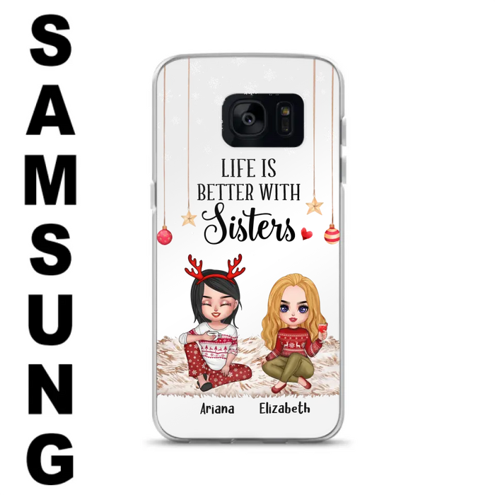 Custom Personalized Besties Phone Case - Gift Idea For Friends/Sisters/Besties - Life Is Better With Sisters - Upto 5 People - Case For iPhone/Samsung