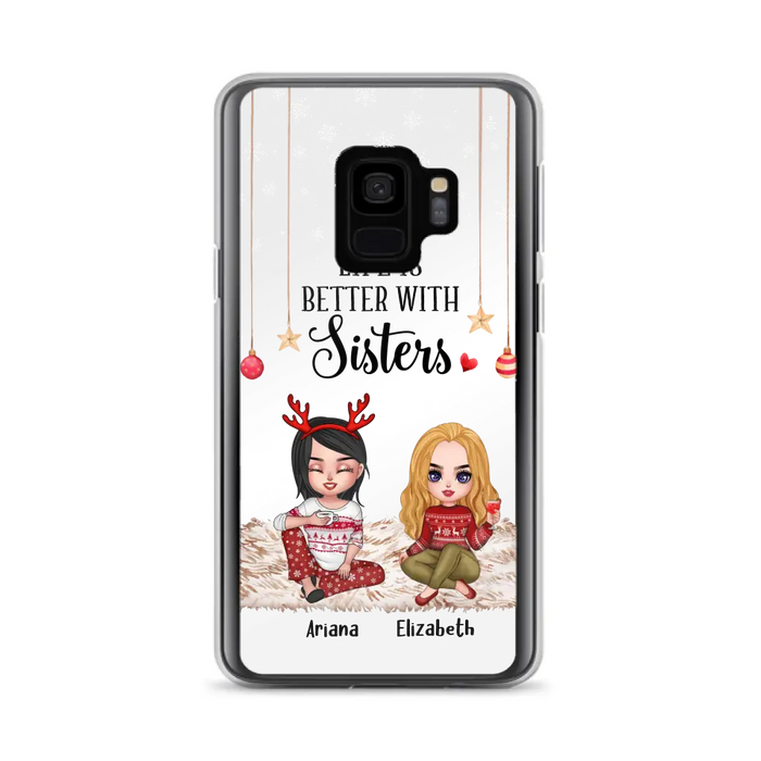 Custom Personalized Besties Phone Case - Gift Idea For Friends/Sisters/Besties - Life Is Better With Sisters - Upto 5 People - Case For iPhone/Samsung