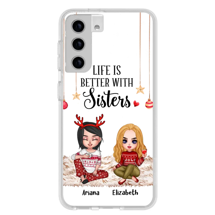 Custom Personalized Besties Phone Case - Gift Idea For Friends/Sisters/Besties - Life Is Better With Sisters - Upto 5 People - Case For iPhone/Samsung