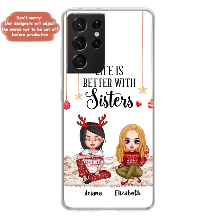 Custom Personalized Besties Phone Case - Gift Idea For Friends/Sisters/Besties - Life Is Better With Sisters - Upto 5 People - Case For iPhone/Samsung