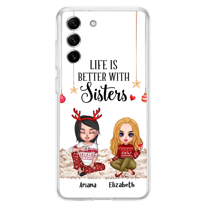 Custom Personalized Besties Phone Case - Gift Idea For Friends/Sisters/Besties - Life Is Better With Sisters - Upto 5 People - Case For iPhone/Samsung