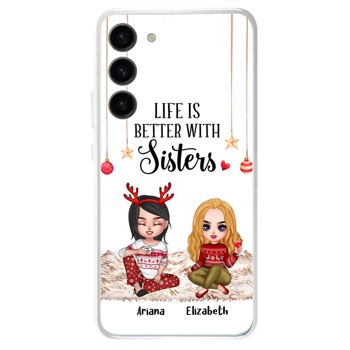 Custom Personalized Besties Phone Case - Gift Idea For Friends/Sisters/Besties - Life Is Better With Sisters - Upto 5 People - Case For iPhone/Samsung