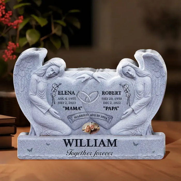 Custom Personalized Memorial Couple  Acrylic Plaque - Memorial Gift Idea For Parents Loss - Upload Photo - Together Forever