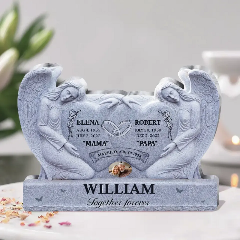 Personalized Memorial Couple Acrylic Plaque - Memorial Gift Idea For Parents Loss - Upload Photo - Together Forever