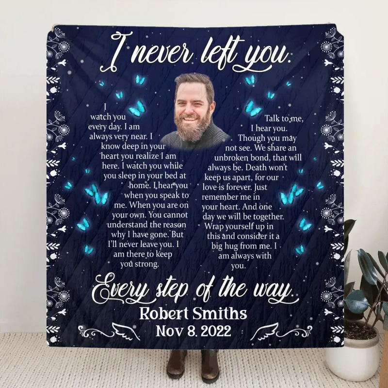 Personalized Memorial Quilt/Fleece Throw Blanket - Upload Photo - Memorial Gift Idea For Family Member - I Watch You Every Day