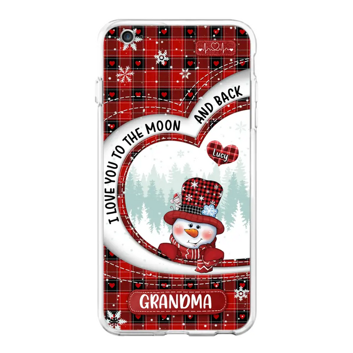 Custom Personalized Snowman Grandma Phone Case - Christmas Gift Idea For Grandma - Up to 12 Kids - Case For iPhone/Samsung - I Love You To The Moon And Back