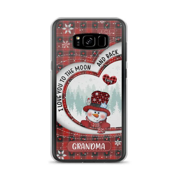 Custom Personalized Snowman Grandma Phone Case - Christmas Gift Idea For Grandma - Up to 12 Kids - Case For iPhone/Samsung - I Love You To The Moon And Back