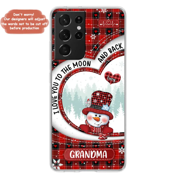 Custom Personalized Snowman Grandma Phone Case - Christmas Gift Idea For Grandma - Up to 12 Kids - Case For iPhone/Samsung - I Love You To The Moon And Back