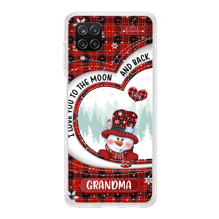 Custom Personalized Snowman Grandma Phone Case - Christmas Gift Idea For Grandma - Up to 12 Kids - Case For iPhone/Samsung - I Love You To The Moon And Back