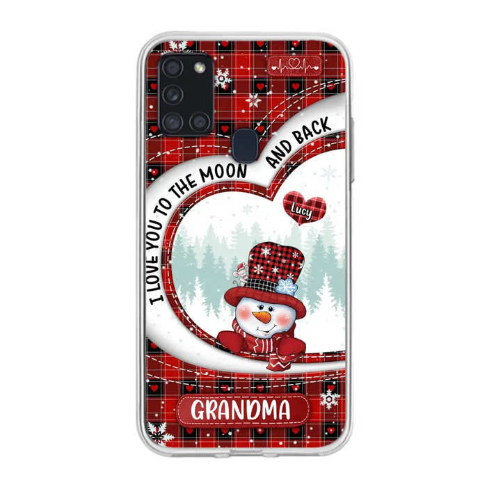 Custom Personalized Snowman Grandma Phone Case - Christmas Gift Idea For Grandma - Up to 12 Kids - Case For iPhone/Samsung - I Love You To The Moon And Back