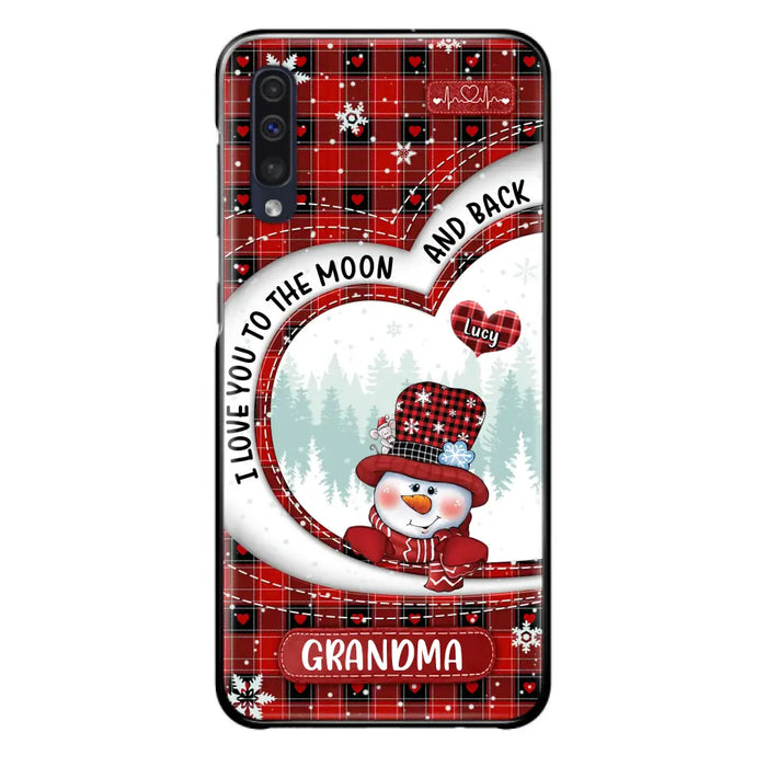 Custom Personalized Snowman Grandma Phone Case - Christmas Gift Idea For Grandma - Up to 12 Kids - Case For iPhone/Samsung - I Love You To The Moon And Back