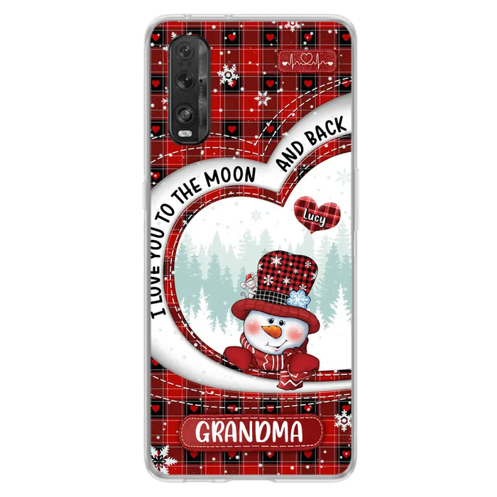 Custom Personalized Snowman Grandma Phone Case - Christmas Gift Idea For Grandma - Up to 12 Kids - Case For Xiaomi/ Oppo/ Huawei - I Love You To The Moon And Back