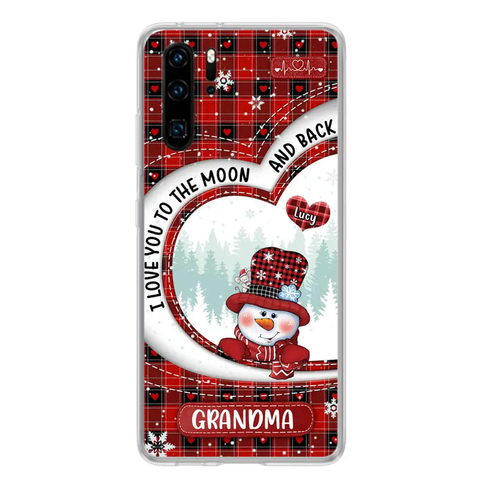 Custom Personalized Snowman Grandma Phone Case - Christmas Gift Idea For Grandma - Up to 12 Kids - Case For Xiaomi/ Oppo/ Huawei - I Love You To The Moon And Back