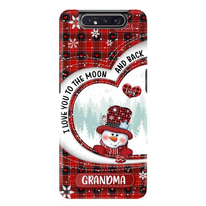 Custom Personalized Snowman Grandma Phone Case - Christmas Gift Idea For Grandma - Up to 12 Kids - Case For iPhone/Samsung - I Love You To The Moon And Back