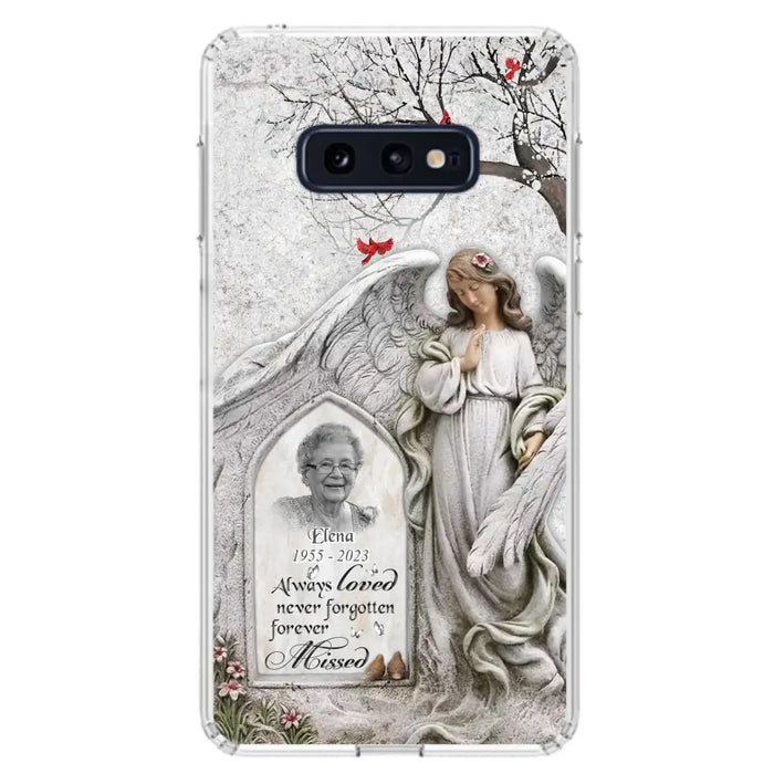 Custom Personalized Angel Memorial Phone Case - Upload Photo - Memorial Gift Idea For Family Member - Always Loved Never Forgotten Forever Missed - Case For iPhone/Samsung