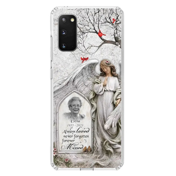 Custom Personalized Angel Memorial Phone Case - Upload Photo - Memorial Gift Idea For Family Member - Always Loved Never Forgotten Forever Missed - Case For iPhone/Samsung