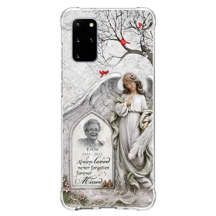 Custom Personalized Angel Memorial Phone Case - Upload Photo - Memorial Gift Idea For Family Member - Always Loved Never Forgotten Forever Missed - Case For iPhone/Samsung