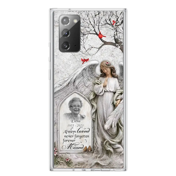 Custom Personalized Angel Memorial Phone Case - Upload Photo - Memorial Gift Idea For Family Member - Always Loved Never Forgotten Forever Missed - Case For iPhone/Samsung