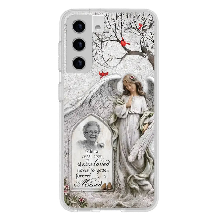 Custom Personalized Angel Memorial Phone Case - Upload Photo - Memorial Gift Idea For Family Member - Always Loved Never Forgotten Forever Missed - Case For iPhone/Samsung