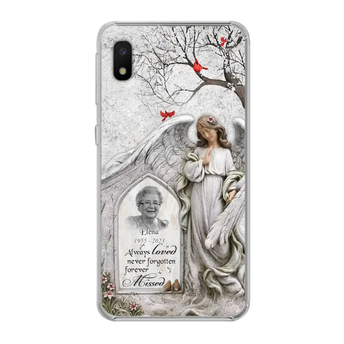 Custom Personalized Angel Memorial Phone Case - Upload Photo - Memorial Gift Idea For Family Member - Always Loved Never Forgotten Forever Missed - Case For iPhone/Samsung