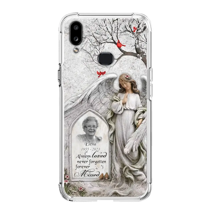 Custom Personalized Angel Memorial Phone Case - Upload Photo - Memorial Gift Idea For Family Member - Always Loved Never Forgotten Forever Missed - Case For iPhone/Samsung