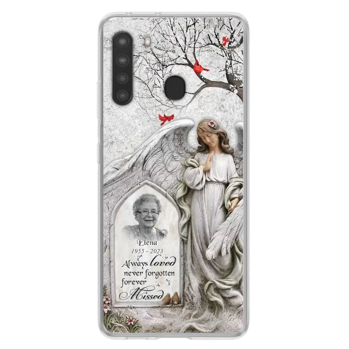 Custom Personalized Angel Memorial Phone Case - Upload Photo - Memorial Gift Idea For Family Member - Always Loved Never Forgotten Forever Missed - Case For iPhone/Samsung