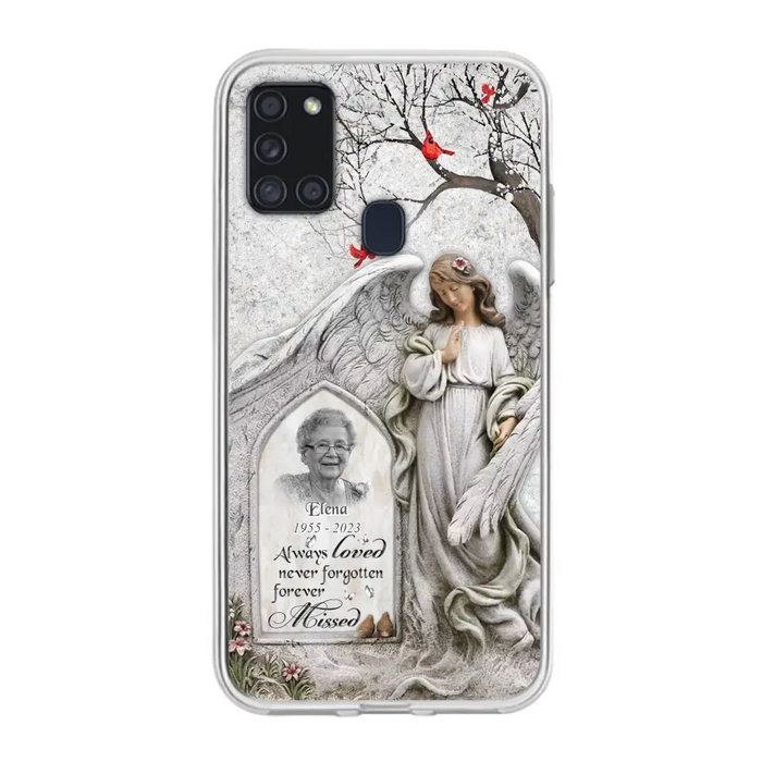 Custom Personalized Angel Memorial Phone Case - Upload Photo - Memorial Gift Idea For Family Member - Always Loved Never Forgotten Forever Missed - Case For iPhone/Samsung