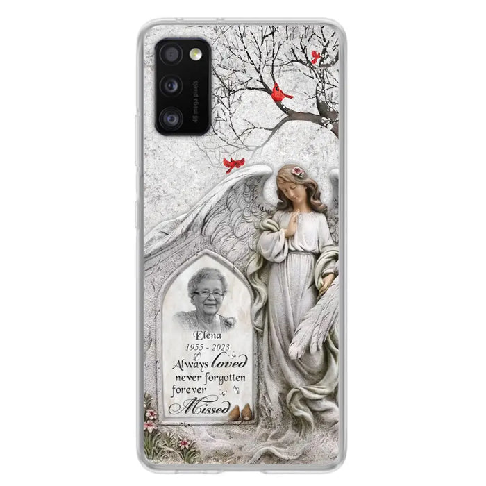 Custom Personalized Angel Memorial Phone Case - Upload Photo - Memorial Gift Idea For Family Member - Always Loved Never Forgotten Forever Missed - Case For iPhone/Samsung