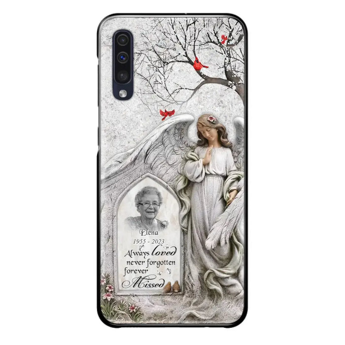 Custom Personalized Angel Memorial Phone Case - Upload Photo - Memorial Gift Idea For Family Member - Always Loved Never Forgotten Forever Missed - Case For iPhone/Samsung