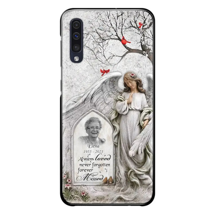 Custom Personalized Angel Memorial Phone Case - Upload Photo - Memorial Gift Idea For Family Member - Always Loved Never Forgotten Forever Missed - Case For iPhone/Samsung