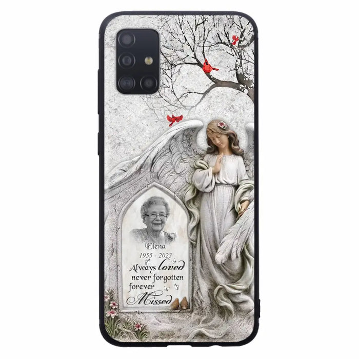 Custom Personalized Angel Memorial Phone Case - Upload Photo - Memorial Gift Idea For Family Member - Always Loved Never Forgotten Forever Missed - Case For iPhone/Samsung