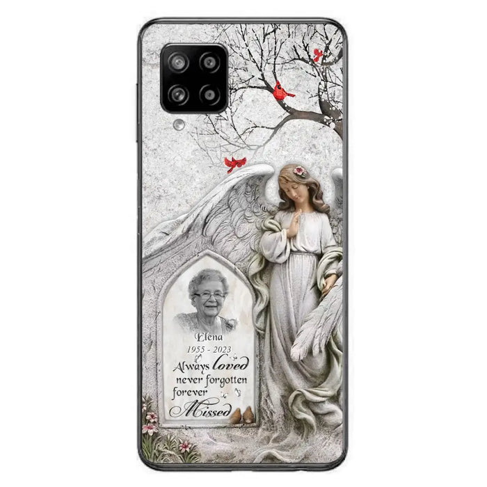 Custom Personalized Angel Memorial Phone Case - Upload Photo - Memorial Gift Idea For Family Member - Always Loved Never Forgotten Forever Missed - Case For iPhone/Samsung