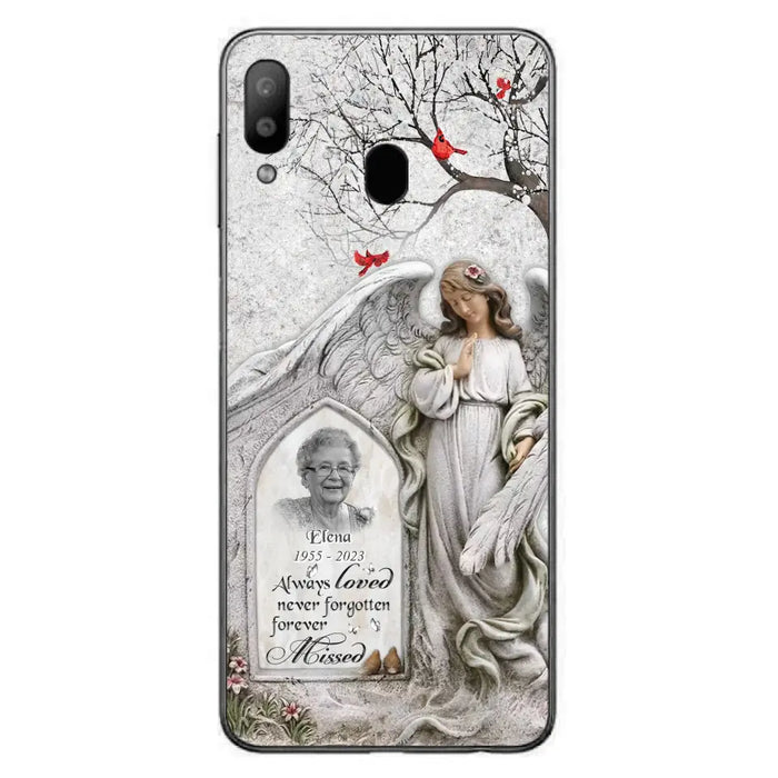 Custom Personalized Angel Memorial Phone Case - Upload Photo - Memorial Gift Idea For Family Member - Always Loved Never Forgotten Forever Missed - Case For iPhone/Samsung