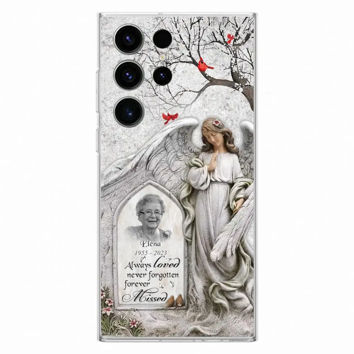 Custom Personalized Angel Memorial Phone Case - Upload Photo - Memorial Gift Idea For Family Member - Always Loved Never Forgotten Forever Missed - Case For iPhone/Samsung