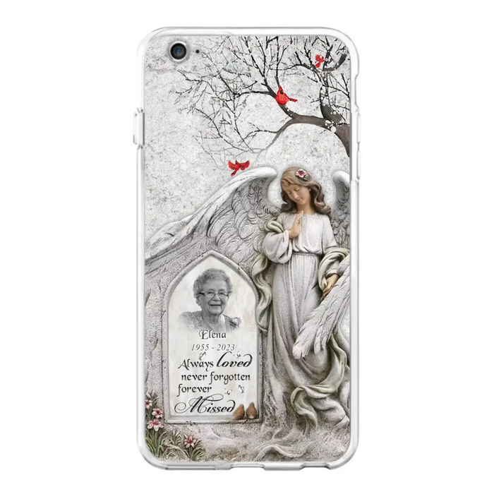 Custom Personalized Angel Memorial Phone Case - Upload Photo - Memorial Gift Idea For Family Member - Always Loved Never Forgotten Forever Missed - Case For iPhone/Samsung