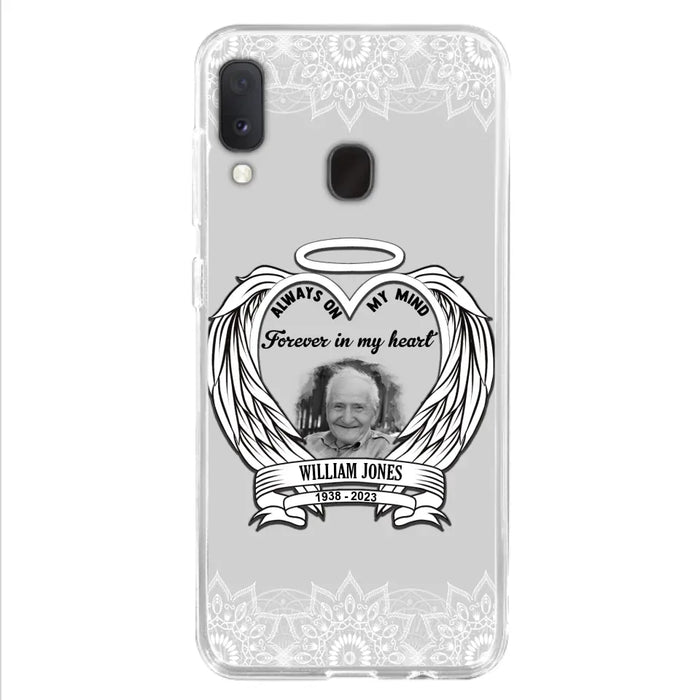 Custom Personalized Memorial Phone Case - Upload Photo - Memorial Gift Idea For Family Member - Always On My Mind Forever in My Heart - Case For iPhone/Samsung