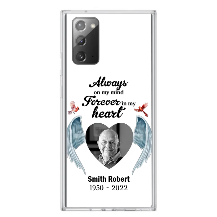 Custom Personalized Memorial Photo Phone Case - Gift Idea For Family - Upload Photo - Always On My Mind Forever In My Heart - Case For iPhone/Samsung