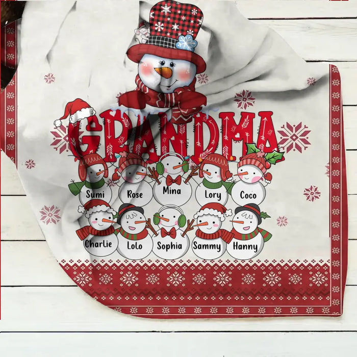 Custom Personalized Grandma Single Layer Fleece/Quilt Blanket - Upto 10 Grandkids - Christmas Gift Idea for Grandma - Grandma