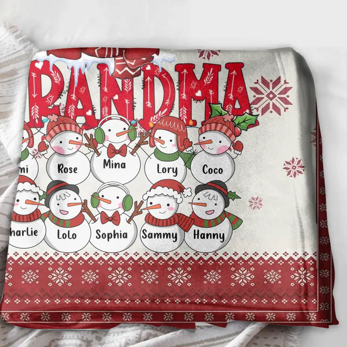 Custom Personalized Grandma Single Layer Fleece/Quilt Blanket - Upto 10 Grandkids - Christmas Gift Idea for Grandma - Grandma