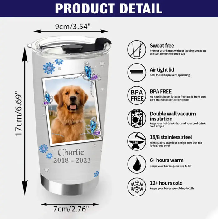 Custom Personalized Memorial Tumbler - Upload Photo - Memorial Gift For Pet Lovers - My Mind Still Talks To You