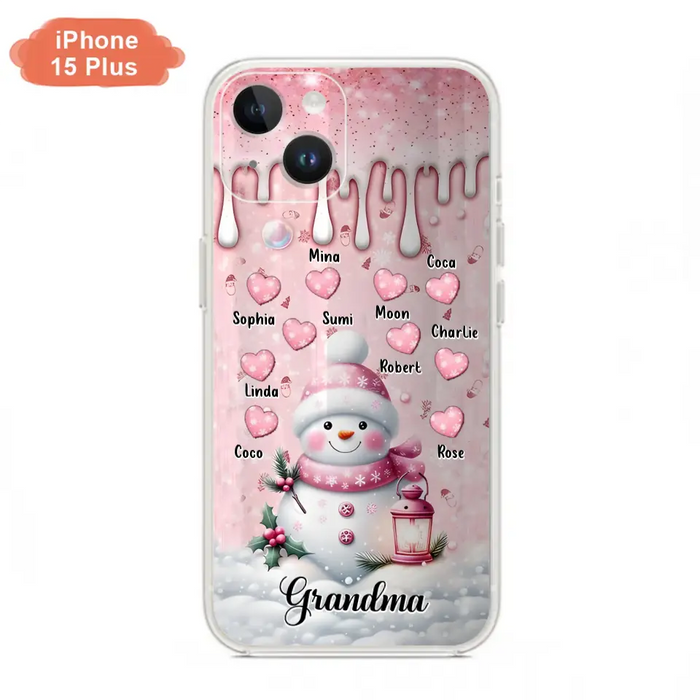 Custom Personalized Snowman Grandma Phone Case - Christmas Gift Idea For Grandma - Up to 10 Kids - Case For iPhone/Samsung - Grandma