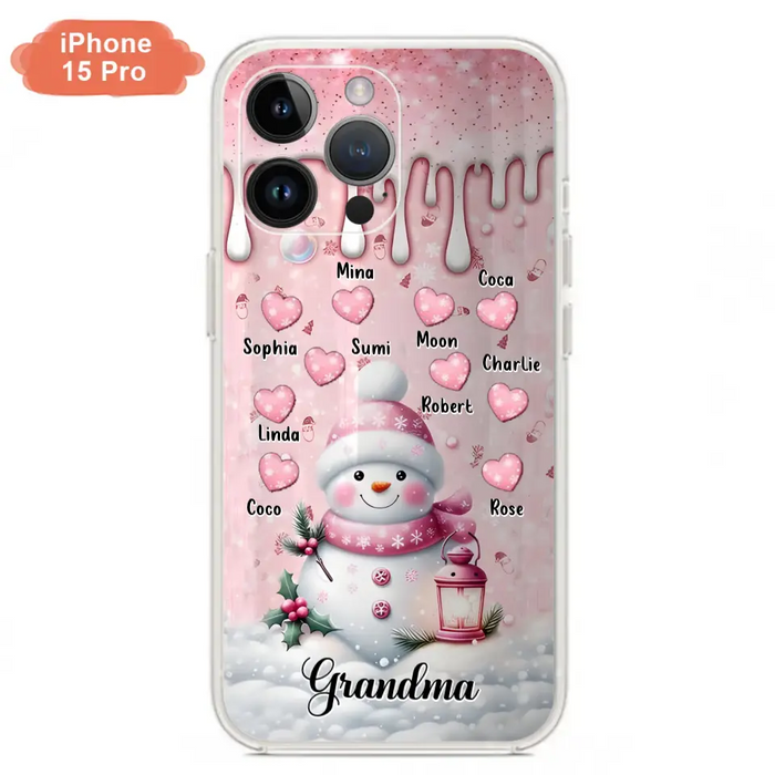 Custom Personalized Snowman Grandma Phone Case - Christmas Gift Idea For Grandma - Up to 10 Kids - Case For iPhone/Samsung - Grandma