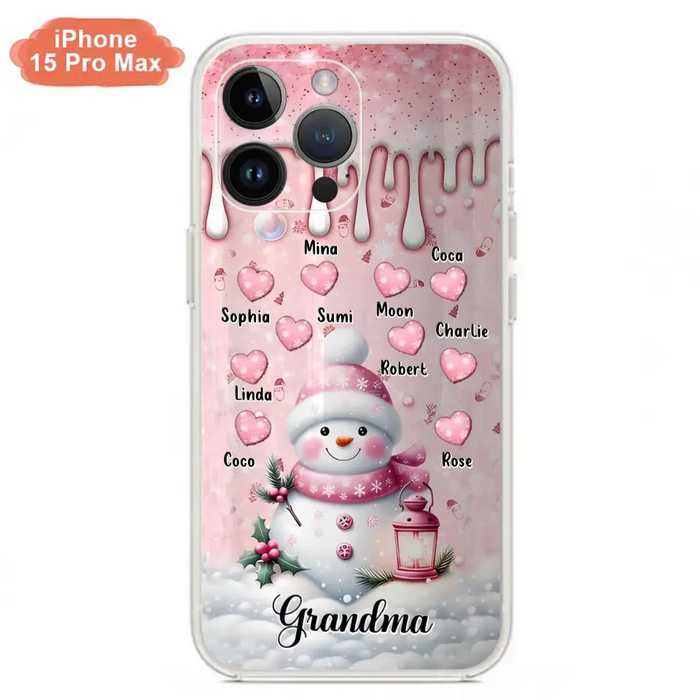 Custom Personalized Snowman Grandma Phone Case - Christmas Gift Idea For Grandma - Up to 10 Kids - Case For iPhone/Samsung - Grandma