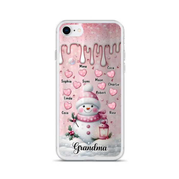 Custom Personalized Snowman Grandma Phone Case - Christmas Gift Idea For Grandma - Up to 10 Kids - Case For iPhone/Samsung - Grandma