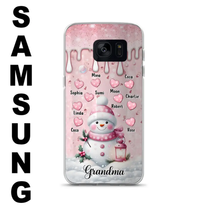 Custom Personalized Snowman Grandma Phone Case - Christmas Gift Idea For Grandma - Up to 10 Kids - Case For iPhone/Samsung - Grandma