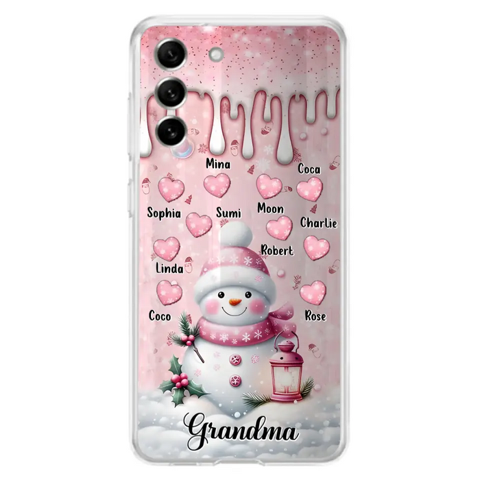 Custom Personalized Snowman Grandma Phone Case - Christmas Gift Idea For Grandma - Up to 10 Kids - Case For iPhone/Samsung - Grandma