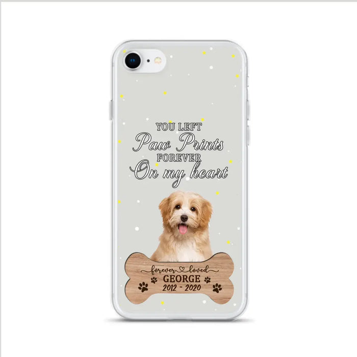 Custom Personalized Memorial Phone Case - Upload Photo - Memorial Gift Idea For Pet Lover - You Left Paw Prints Forever On My Heart