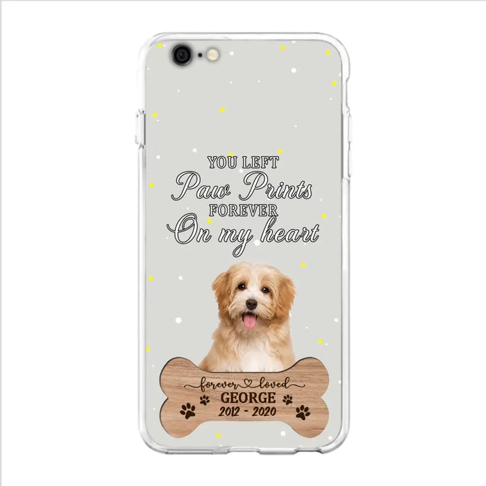 Custom Personalized Memorial Phone Case - Upload Photo - Memorial Gift Idea For Pet Lover - You Left Paw Prints Forever On My Heart